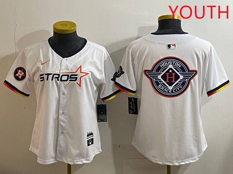 Youth Houston Astros Blank White three generations Joint Name Nike 2025 MLB Jersey style 28